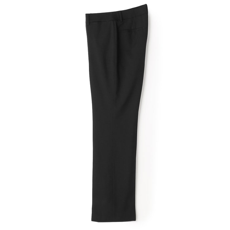 ビジネスから就活まで】洗える ウール100% 黒無地ストレートパンツ