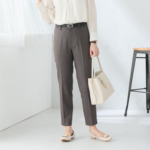 AOKI 能登企画 撥水・ストレッチパンツスーツ　セットアップ 11号 2wayストレッチ クロップドパンツ 茶 セットアップ着用可【AOKI
