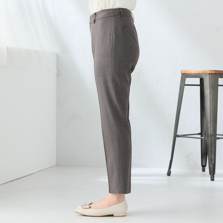 洗える360°キレイスーツ 茶 クロップドパンツ セットアップ着用可