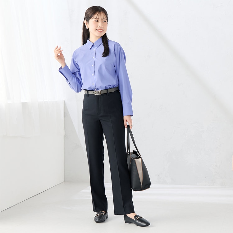 洗える360°キレイスーツ 紺 ストレートパンツ セットアップ着用可