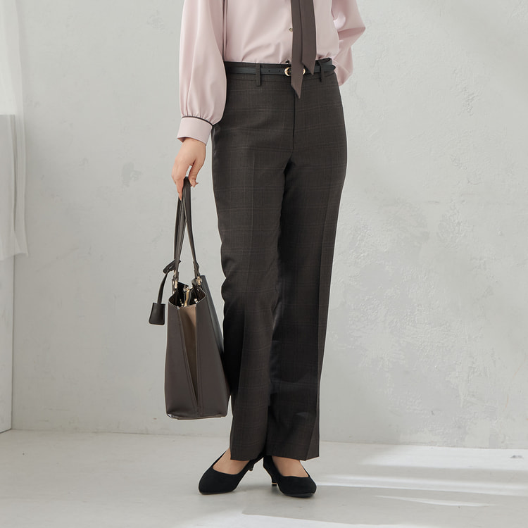 洗える360°キレイスーツ 茶 ストレートパンツ セットアップ着用可