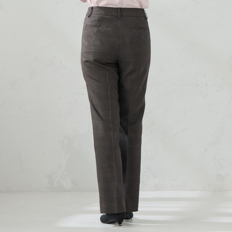 洗える360°キレイスーツ 茶 ストレートパンツ セットアップ着用可