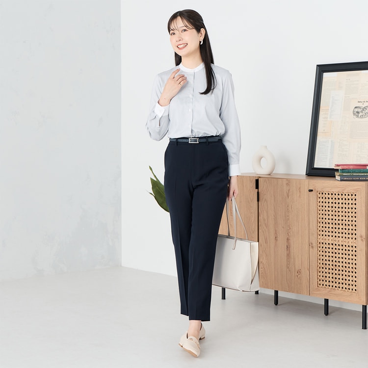 パウダリーストレッチ 紺 クロップドパンツ セットアップ着用可【AOKI