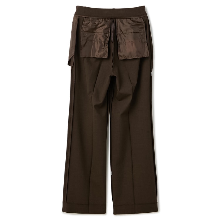 TRストレッチ フレアパンツ ブラウンチェック セットアップ着用可