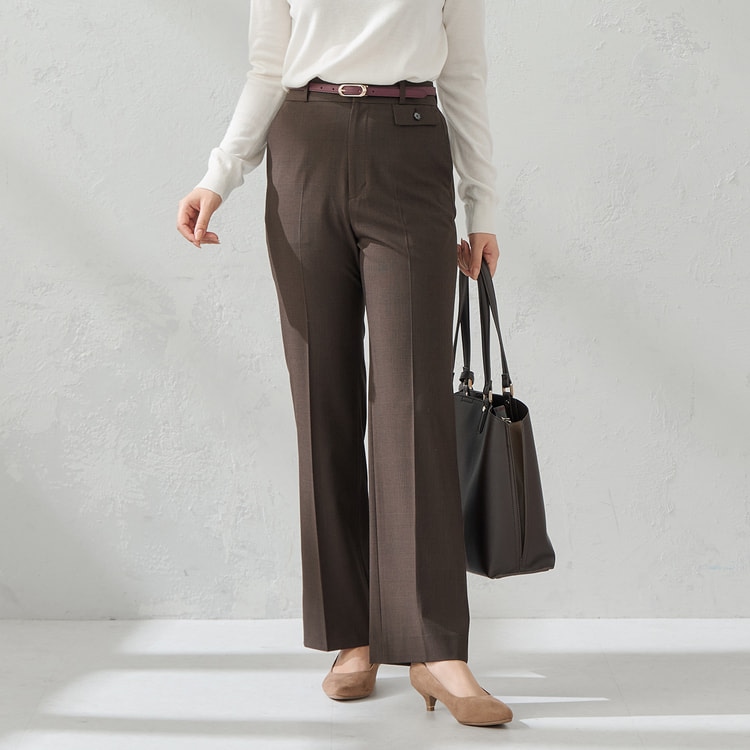 ≪Oggi.jp9月掲載≫ TRストレッチ フレアパンツ ブラウン