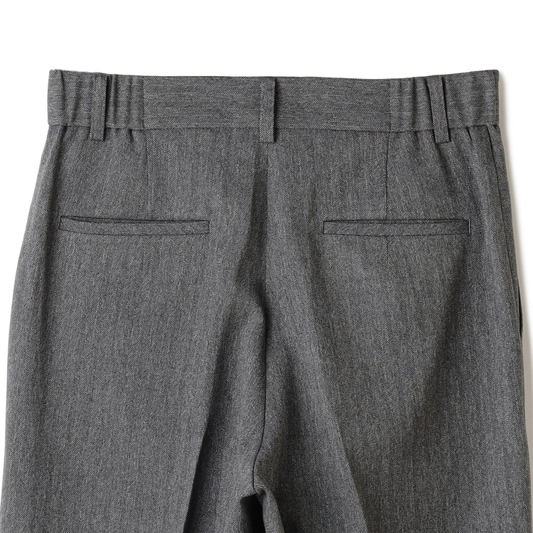 ウールライクツイード調 ワイドパンツ グレーヘリンボーン