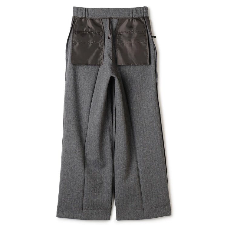 ウールライクツイード調 ワイドパンツ グレーヘリンボーン