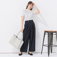 リネンライクブリーズ ワイドパンツ 紺 セットアップ着用可【AOKI公式