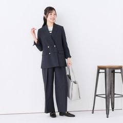 リネンライクブリーズ ワイドパンツ 紺 セットアップ着用可【AOKI公式