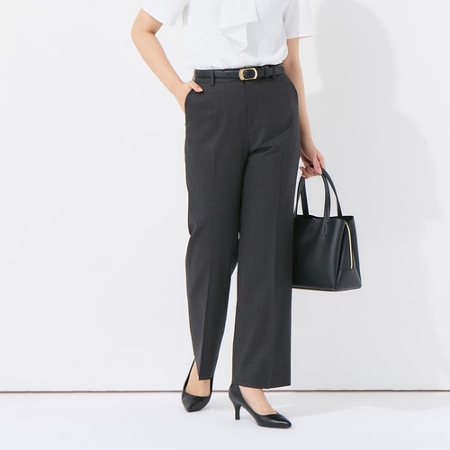 AOKIレディース　パンツスーツ　セットアップ　厚手 WEB限定価格】2wayストレッチ クロップドパンツ 茶 セットアップ着用可