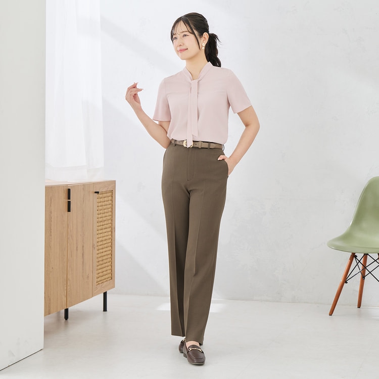 3973　3974　こちらは専用です トラベルスマートストレートパンツ｜洗える・超防しわ｜茶無地調｜裾