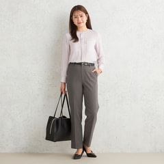 アウトレット】2wayストレッチ ストレートパンツ 茶 セットアップ着用