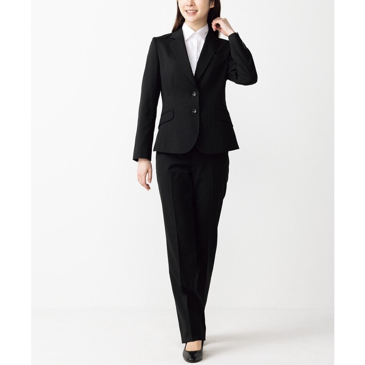 INDIVI ブラック パンツスーツ 40 無地　オフィス　入学卒業式　就活 MARGUERITE GOLD ビジネススーツ オフィススーツ リクルート