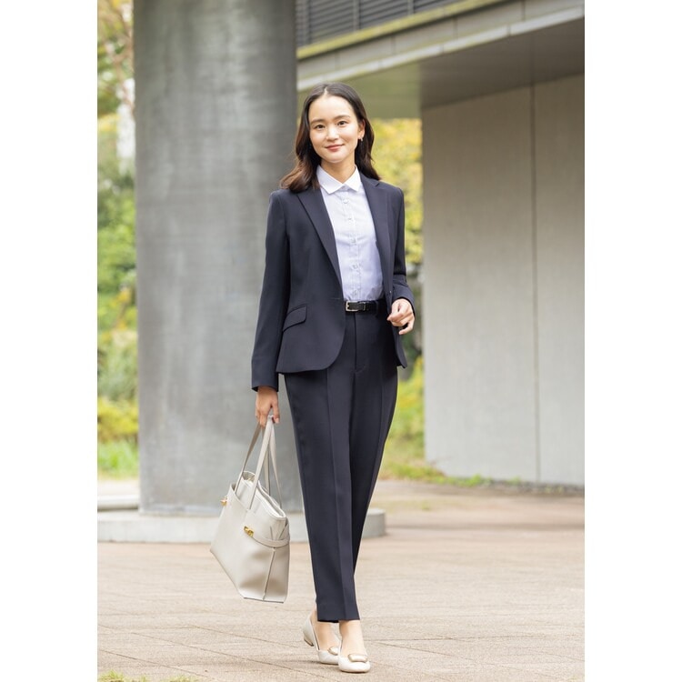 パウダリーストレッチ 紺 クロップドパンツ セットアップ着用可【AOKI