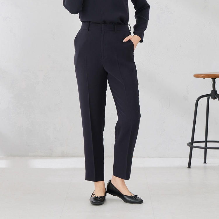 パウダリーストレッチ 紺 クロップドパンツ セットアップ着用可【AOKI