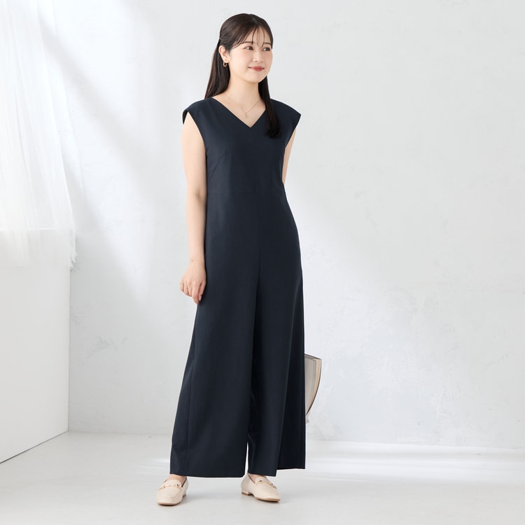   パフショルダー リボン クロップ丈 ジャンプスーツ Louvre Ribbon Jumpsuit