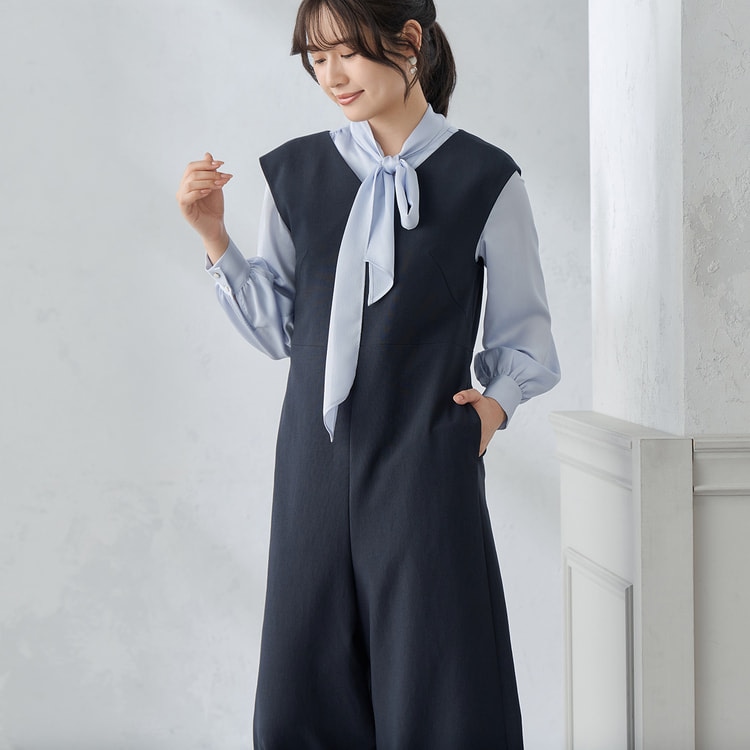 リボンジャンプスーツ　新品 ZARA - ZARA リボンストラップレスジャンプスーツ Lの通販 by