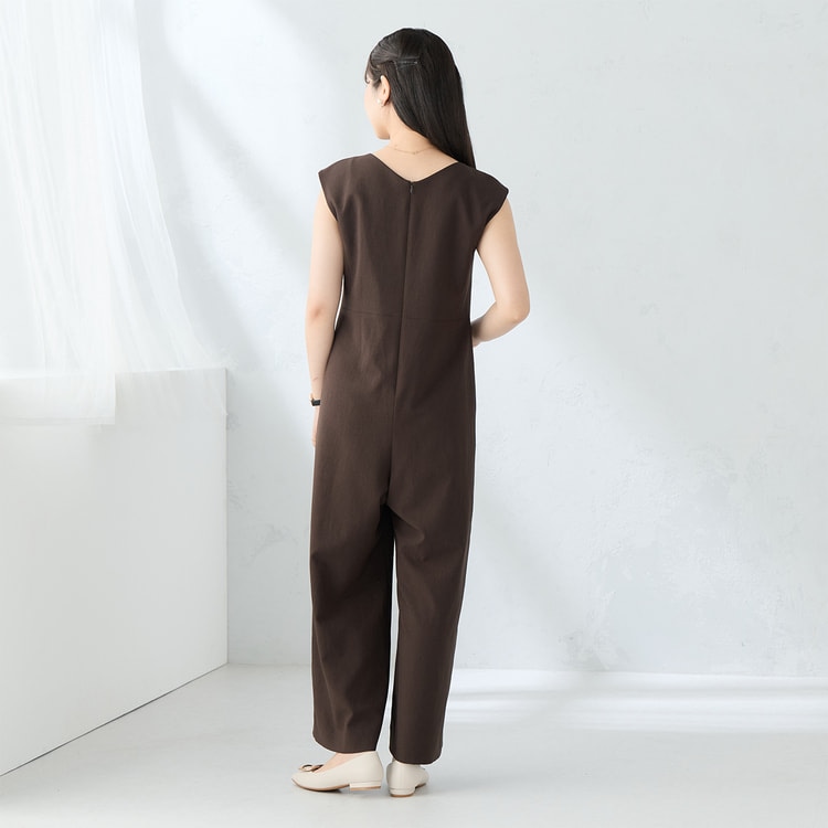 【ELISABETTAFRANCHI】ストレッチ リヨセル ジャンプスーツ リランチェストレッチ ジャンプスーツ 紺 セットアップ着用可