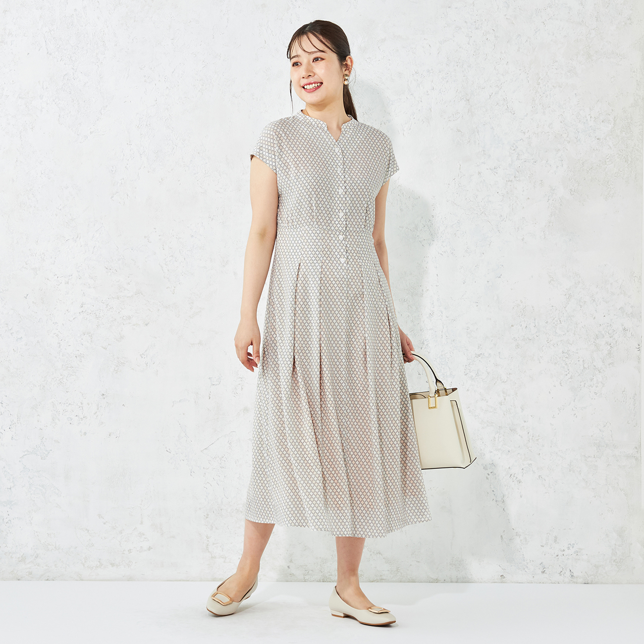 ≪Oggi.jp4月掲載≫ プリントワンピース ベージュ ≪Oggi.jp4月掲載≫ プリントワンピース ベージュ