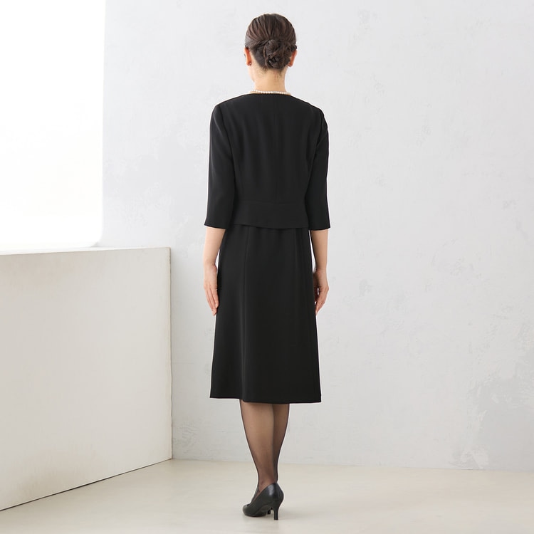 【新品 53‚900円】AOKI 洗える喪服　ジャケット　前開き7分袖ワンピース 着丈100cm以上】洗えるテーラードジャケット ボレロ風7分袖