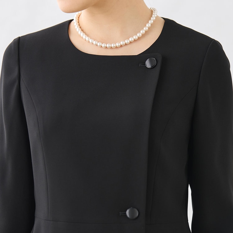 着丈100cm以上】洗えるテーラードジャケット ボレロ風7分袖ウエスト