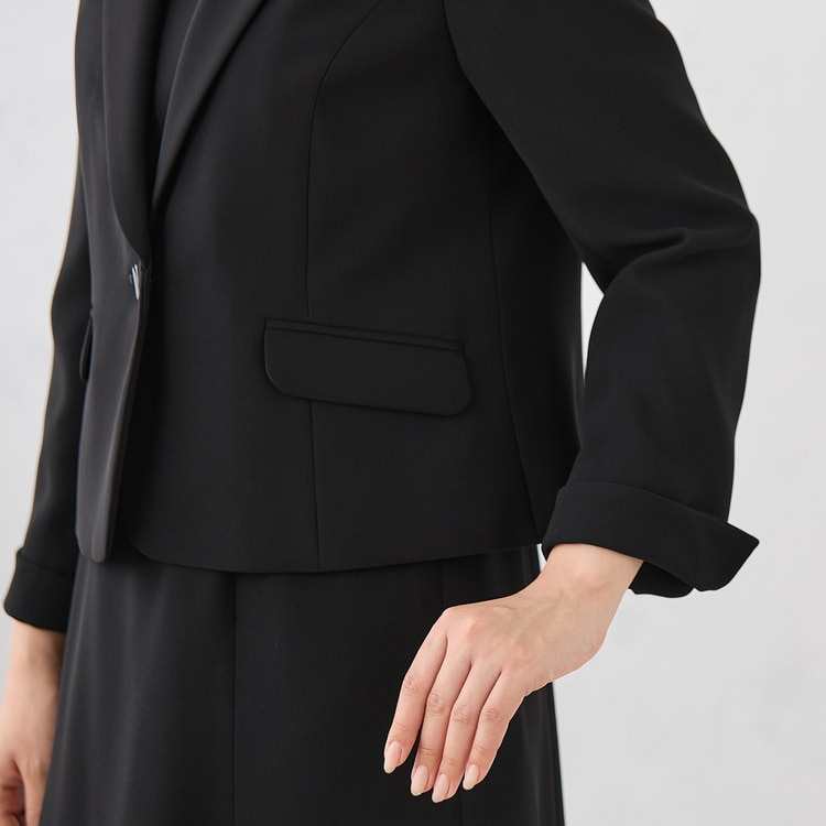 着丈100cm以上】洗えるテーラードジャケット ボレロ風7分袖ウエスト