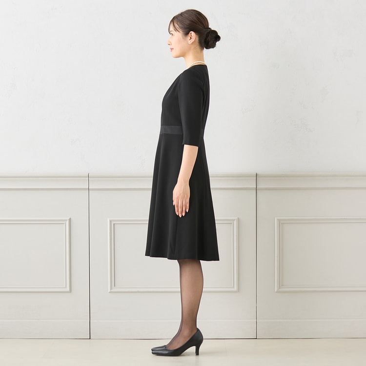 洗える ノーカラージャケット 5分袖前開きワンピース【AOKI公式通販】 