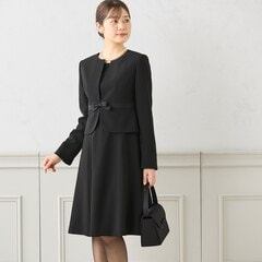 洗える ノーカラージャケット 5分袖前開きワンピース【AOKI公式