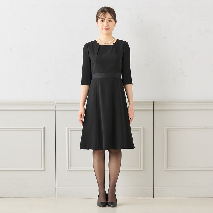 新品　礼服（五分袖ワンピースとジャケット） 着丈100cm以上】スタンドカラージャケット 7分袖前開き