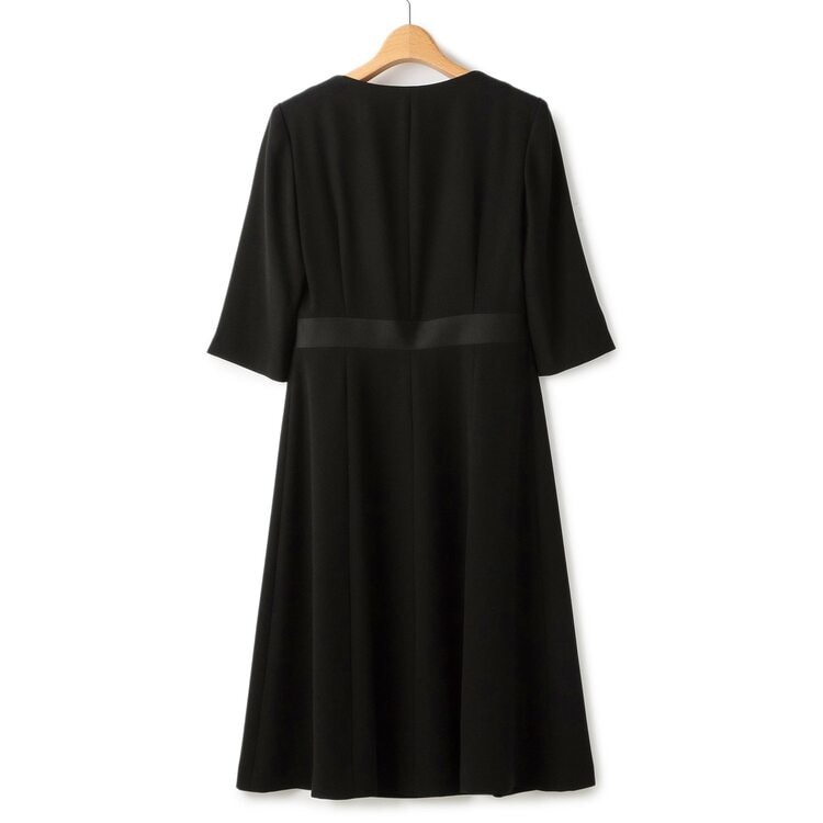 洗える ノーカラージャケット 5分袖前開きワンピース【AOKI公式