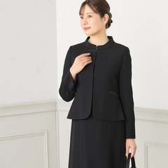 【特価】【着丈100cm以上】洗える スタンドカラージャケット ボレロ風7分袖ウエストゴム前開きワンピース