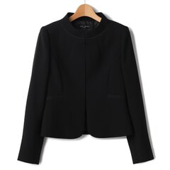 【特価】【着丈100cm以上】洗える スタンドカラージャケット ボレロ風7分袖ウエストゴム前開きワンピース