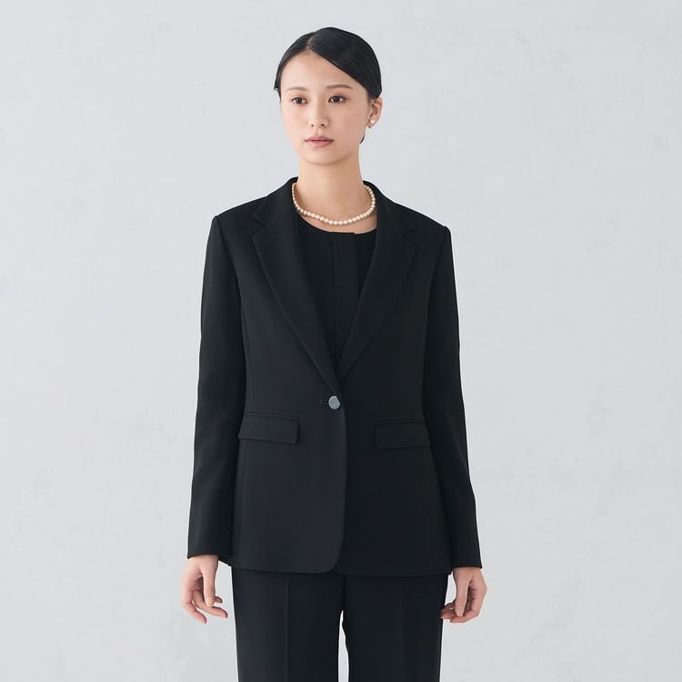 3点セット】洗えるテーラードジャケット タックブラウス付 パンツ