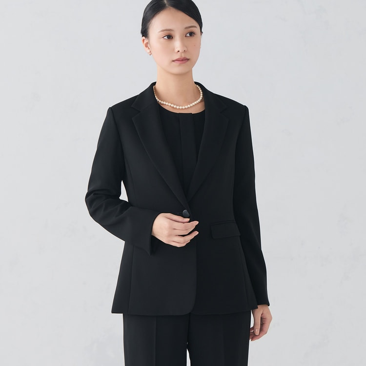 3点セット】洗えるテーラードジャケット タックブラウス付 パンツ