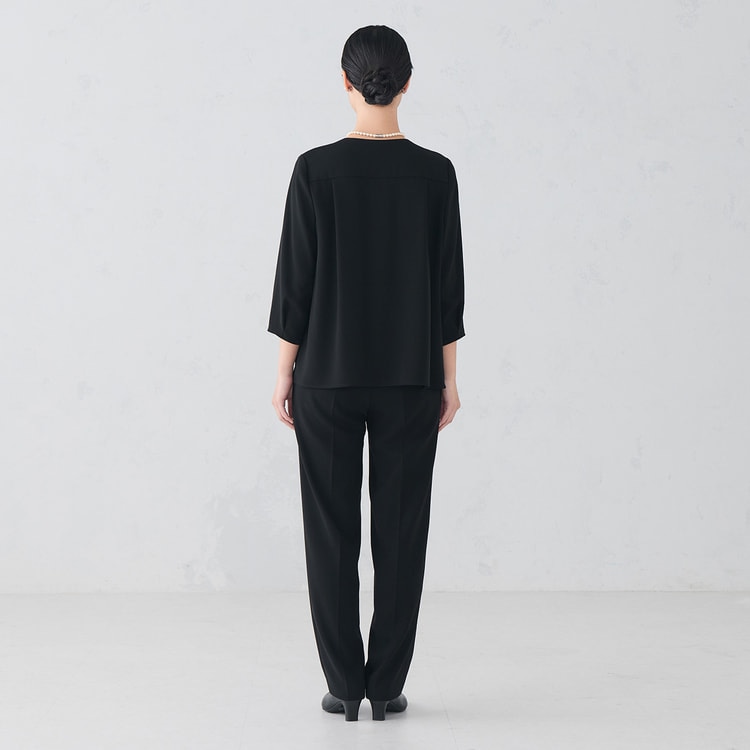 3点セット】洗えるテーラードジャケット タックブラウス付 パンツ