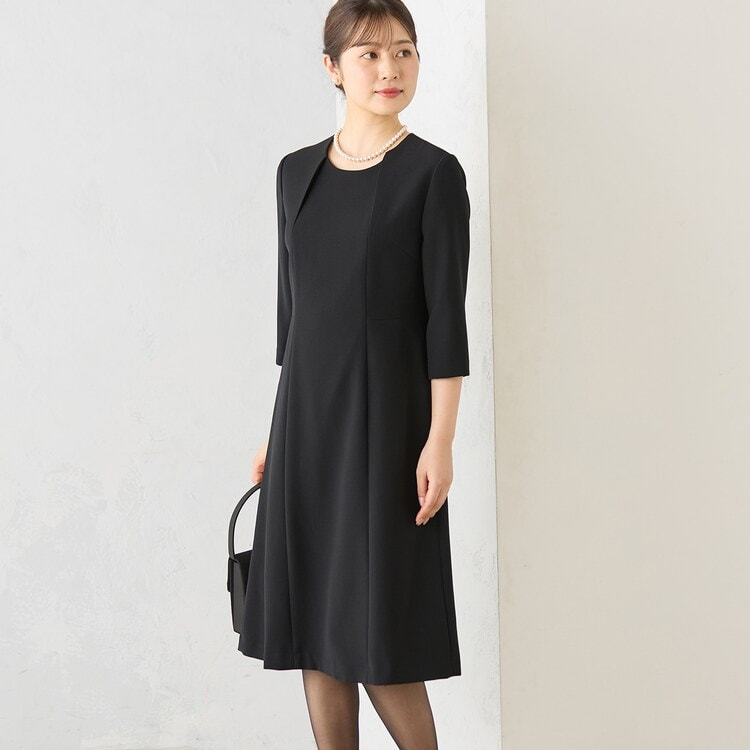着丈100cm以上】フリルカラージャケット 7分袖前開きワンピース 着丈100cm以上】フリルカラージャケット 7分袖前開きワンピース