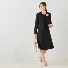 【着丈100cm以上】洗えるノーカラージャケット ボレロ風7分袖前開きワンピース