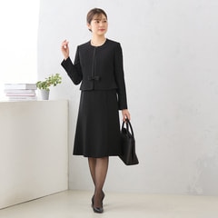 【着丈100cm以上】洗えるノーカラージャケット ボレロ風7分袖前開きワンピース