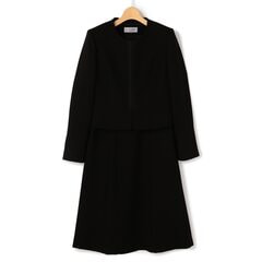 【着丈100cm以上】洗えるノーカラージャケット ボレロ風7分袖前開きワンピース