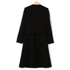 【着丈100cm以上】洗えるノーカラージャケット ボレロ風7分袖前開きワンピース