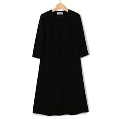 【着丈100cm以上】洗えるノーカラージャケット ボレロ風7分袖前開きワンピース