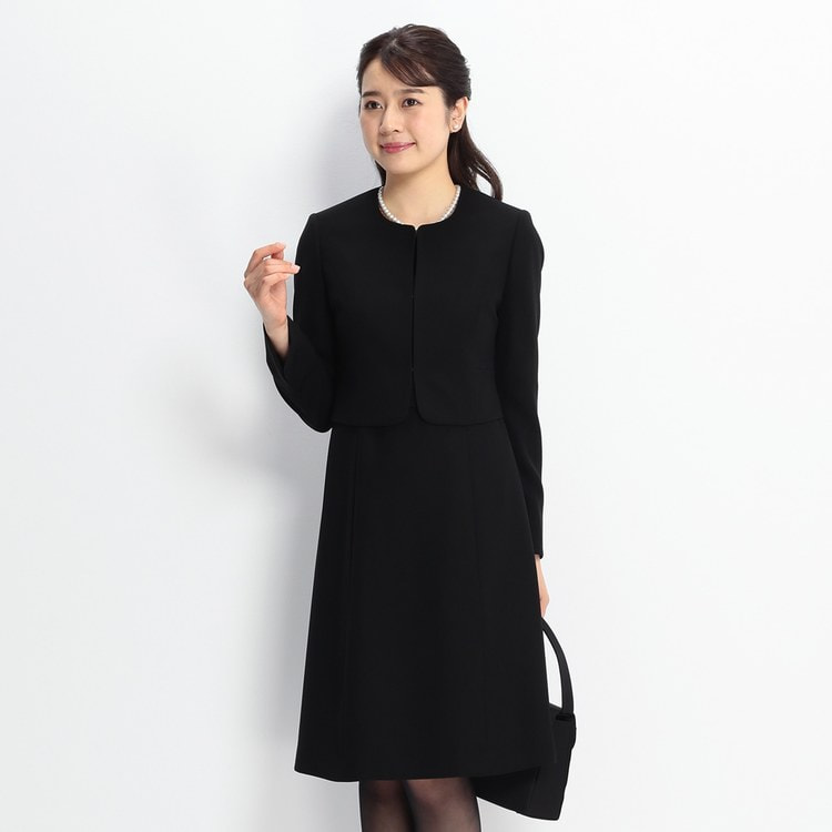 36 割引ブラック系 L 良好品 礼服 喪服 Aoki フォーマルノーカラージャケット 5分袖ワンピース スカートスーツ上下 レディース ブラック系l Aci Md