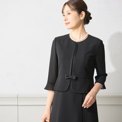 着丈100cm以上】洗える 取り外しリボン付き ノーカラー