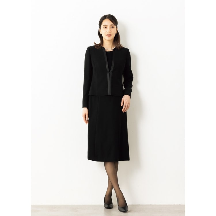 着丈100cm以上】洗える ノーカラージャケット シフォン7分袖前