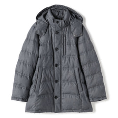 Quilted down coat Gray Houndstooth Hood removable