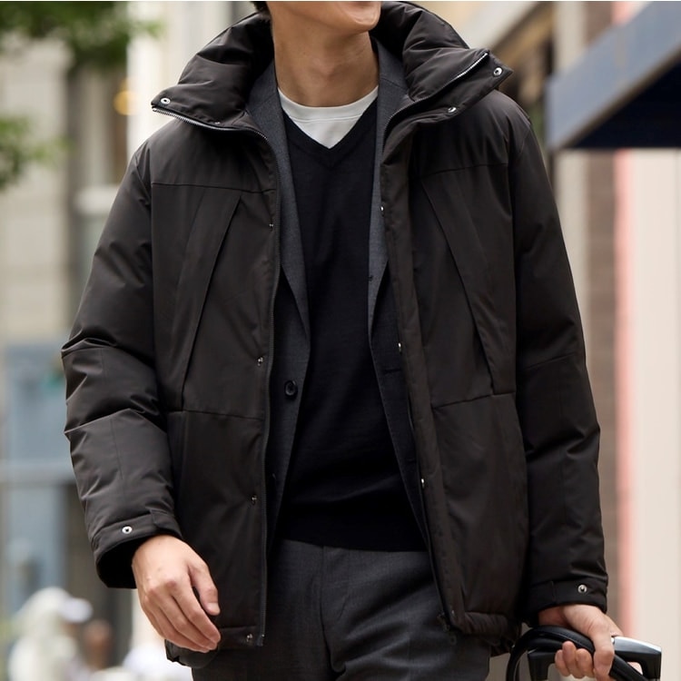 L＆Wデザイン】はっ水 フード取り外し可能 ハイブリットダウンパーカー