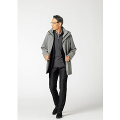 L＆Wデザイン】はっ水 フード取り外し可能 ウールライク薄中綿ハーフ