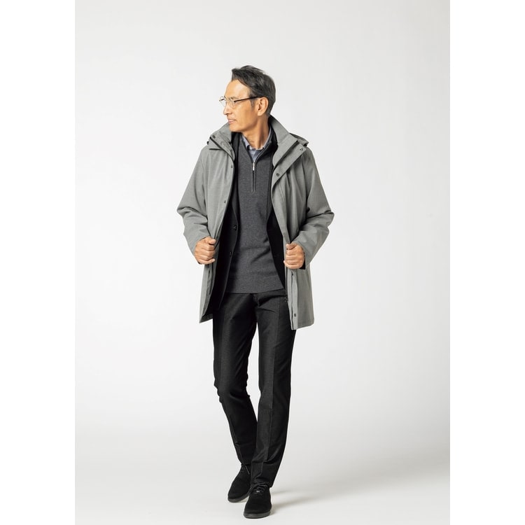 L＆Wデザイン】はっ水 フード取り外し可能 ウールライク薄中綿ハーフ