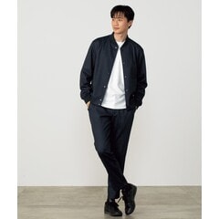 パジャマスーツ】プリントジャージブルゾン 紺無地調