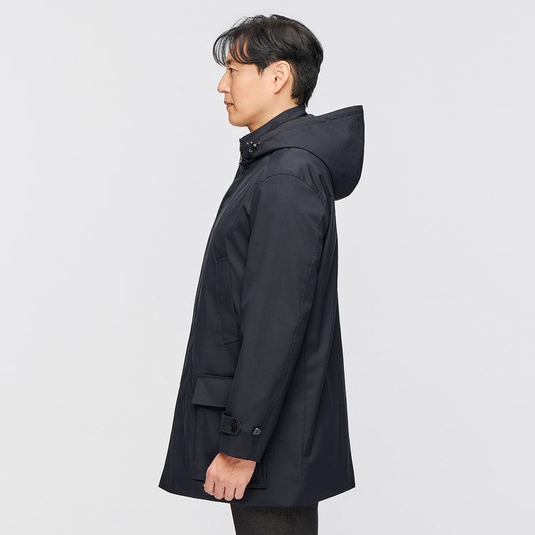 BIZ MOVE】能登企画 防水 フード取り外し可能 軽量ハーフコート【AOKI